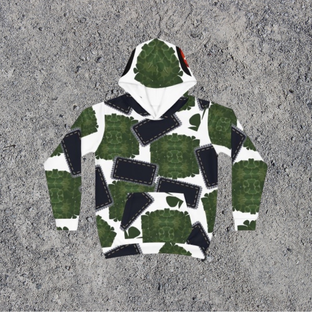 Stylish Green and Black Graphic Hoodie